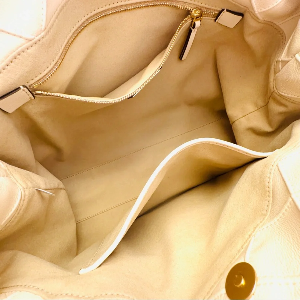TORY BURCH FLEMING SOFT CREAM HOBO QUILTED SHOULDER HANDBAG Like New!